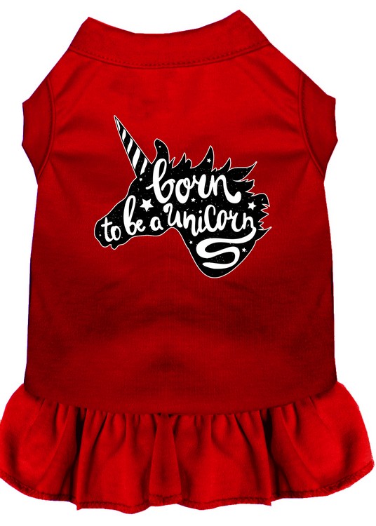 Born to be a Unicorn Screen Print Dog Dress Red Sm